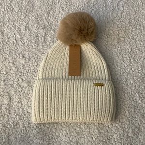 Steve Madden Creme Knit Hat with Pompom